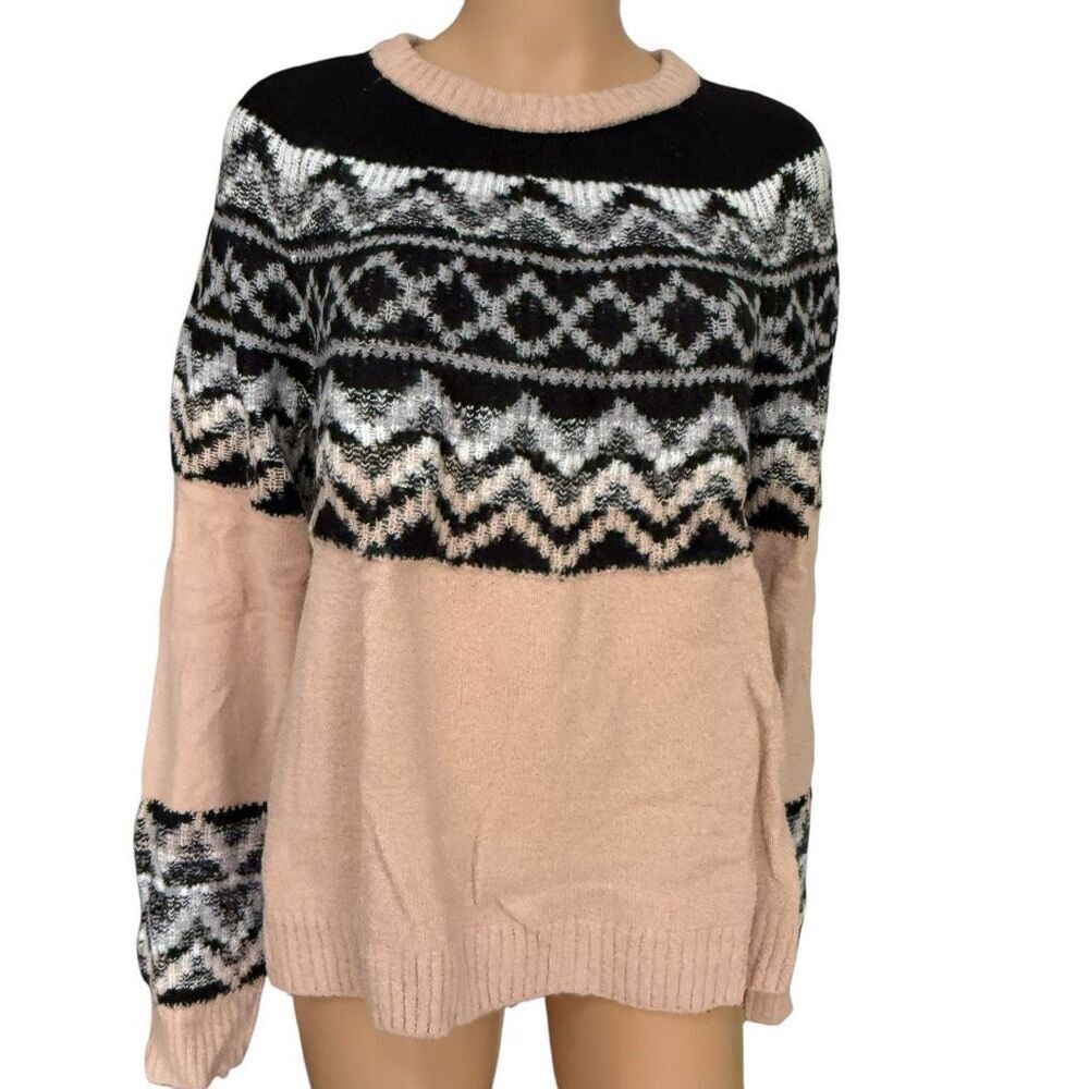 DG2 by Diane Gilman melange yarn Fair Isle Pullover Sweater Size L NWT